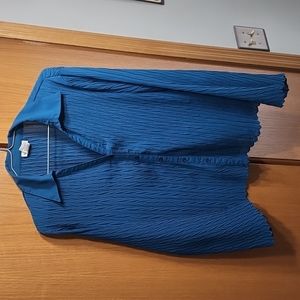 Women's teal bell sleeve button up top